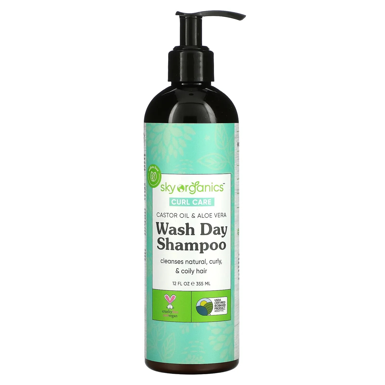 Sky Organics Curl Care Wash Day Shampoo Шампунь с касторовым маслом и алоэ вера для  кудрявых и вьющихся волос 355 мл