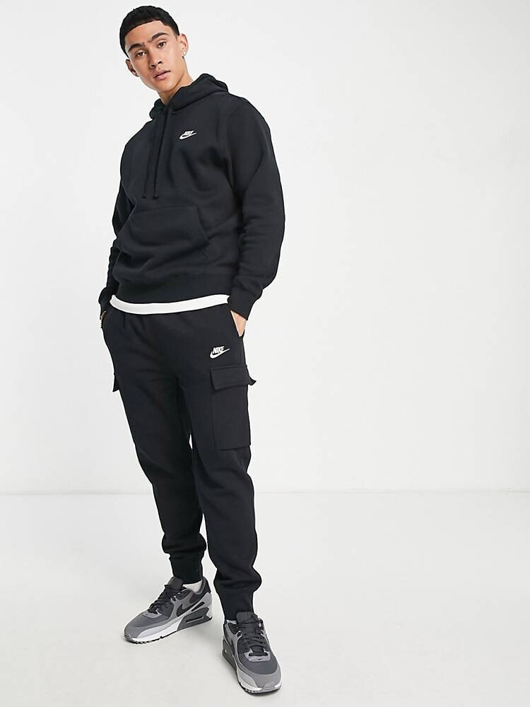 Nike club black swoosh logo hoodie sale