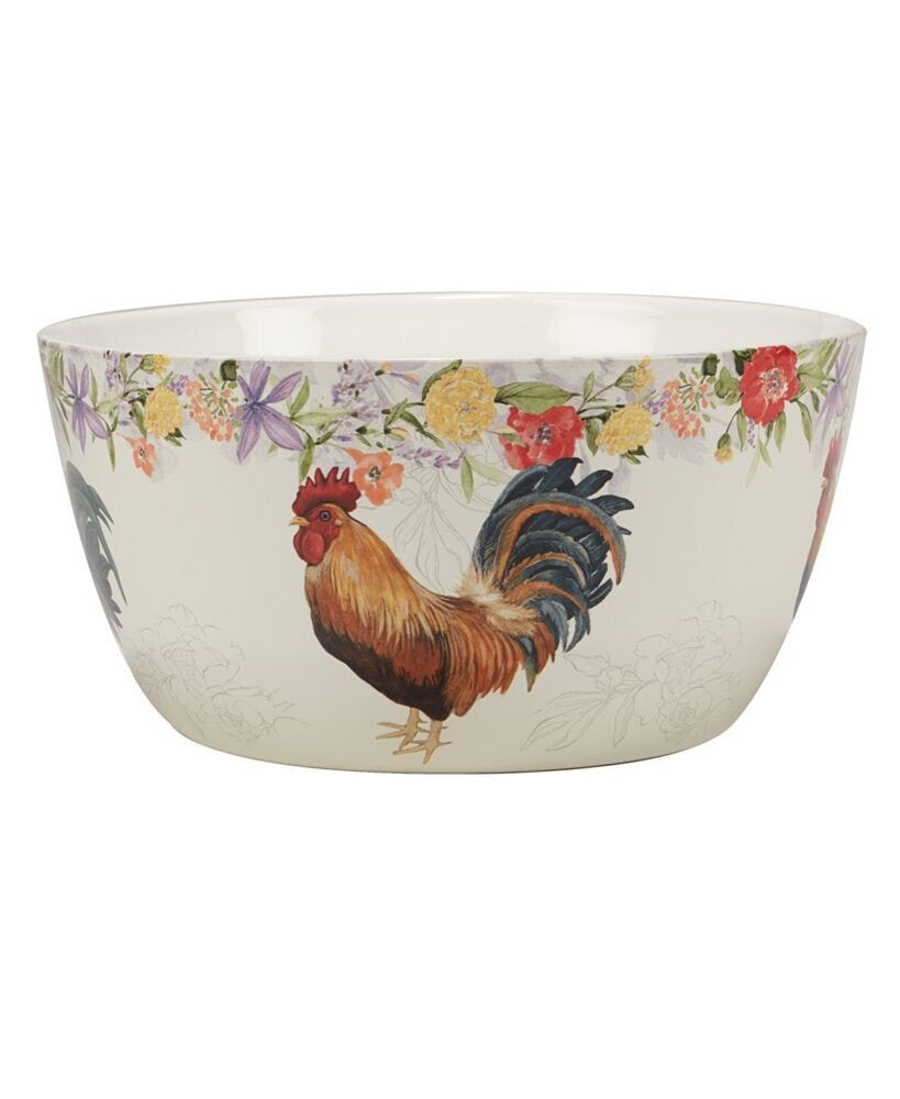 Floral Rooster Deep Bowl 11