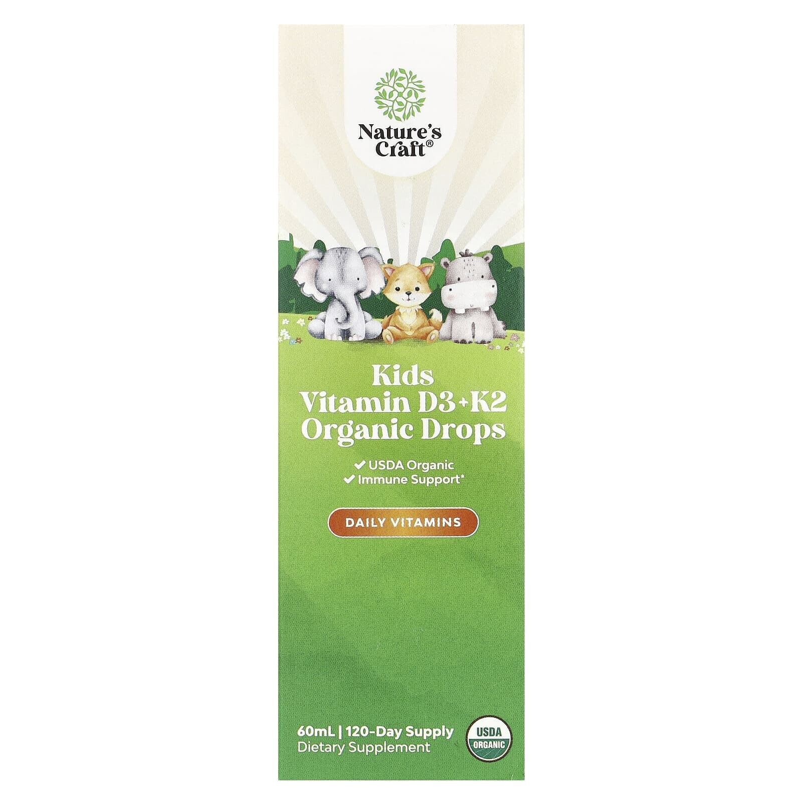 Kids Vitamin D3 + K2 Organic Drops, 60 ml