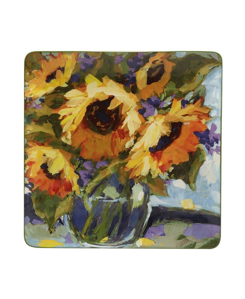 Sunflower Bouquet Square Platter 12.5
