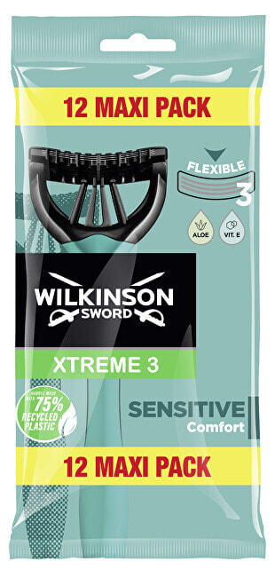Wilkinson Sword Xtreme3 Sensitive Comfort Одноразовая мужская бритва гибкими лезвиями с вращающейся головкой 12 шт
