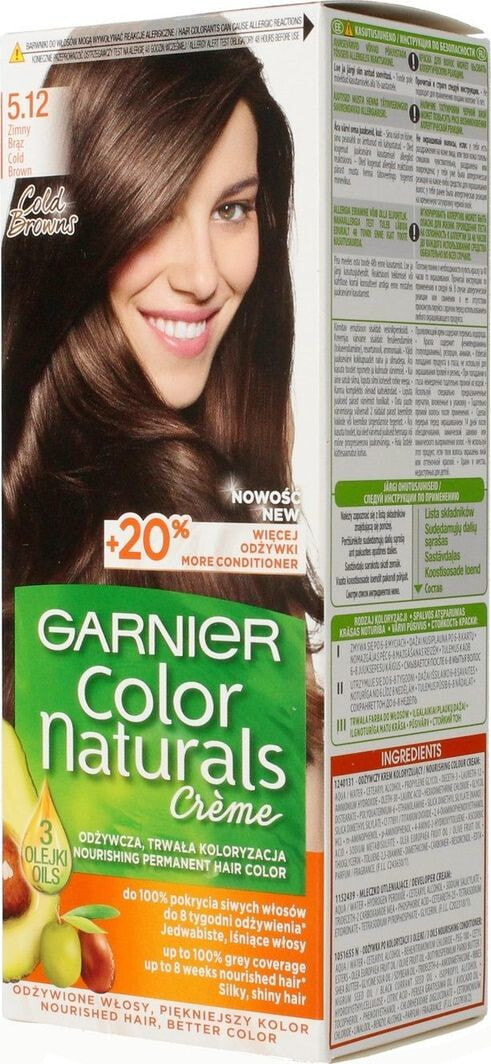 Garnier Color Naturals Cream 5.12 Крем-краска для волос с маслом авокадо, оттенок ледяной светлый шатен