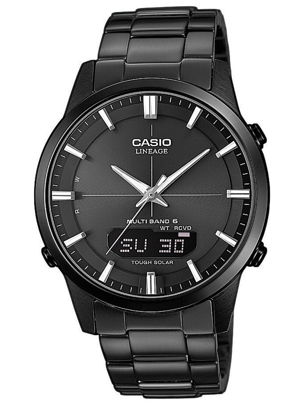 Мужские наручные часы с черным браслетом CASIO LCW-M170DB-1AER Radio Controlled Solar 40mm 5 ATM