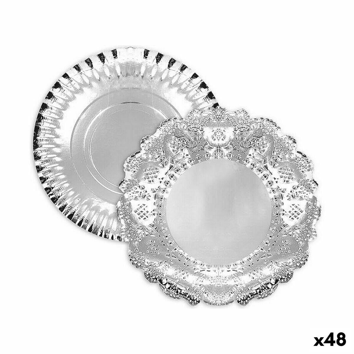 Snack tray Algon Circular Silver 35 x 35 x 2 cm (48 Units)