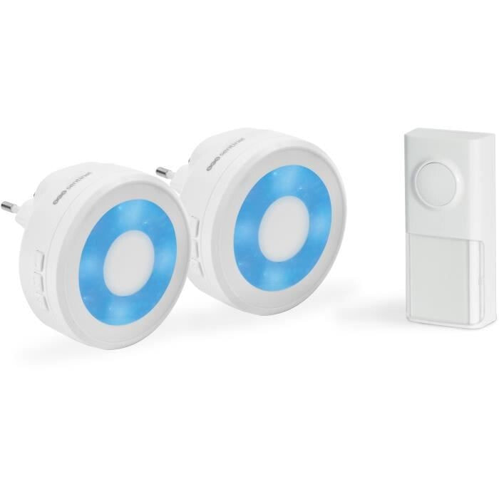 SCS SENTINEL Set of 2 wireless plug-in carillons without battery with Halo Light with 1 button - EcoBell 100 Light x2