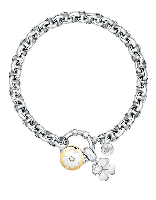 Beautiful steel bracelet Four-leaf clover Drops SCZ1219