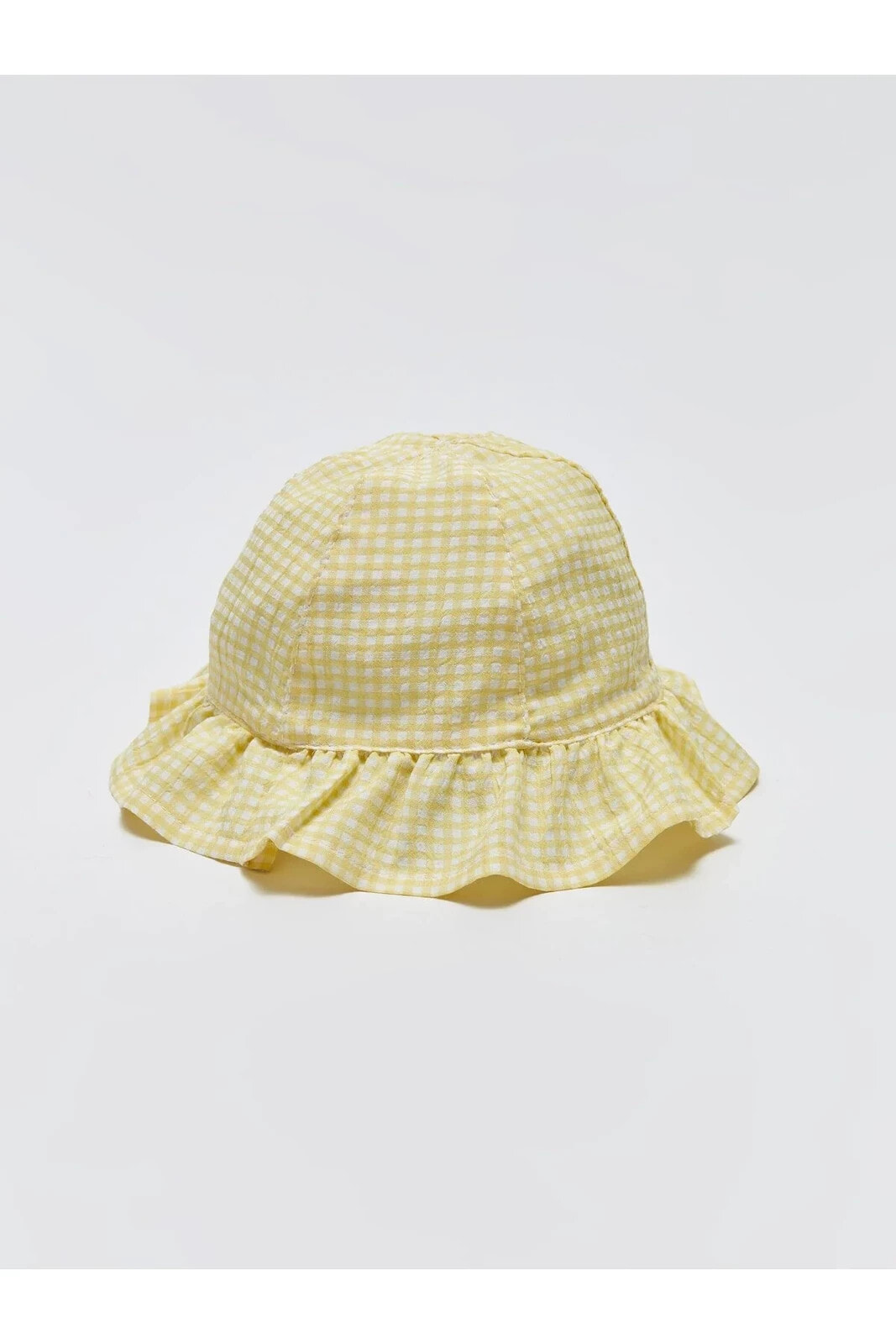 Ekose Desenli Kız Bebek Şapka