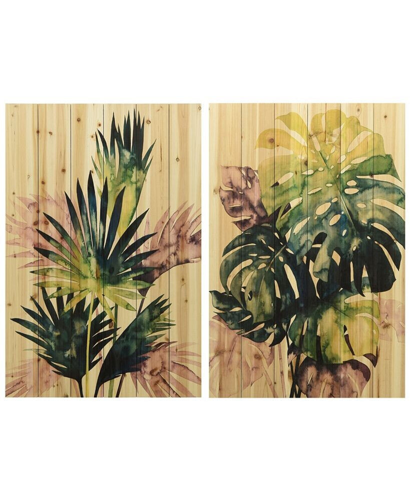 Twilight Palms III IV Arte de Legno Digital Print on Solid Wood Wall Art, 36