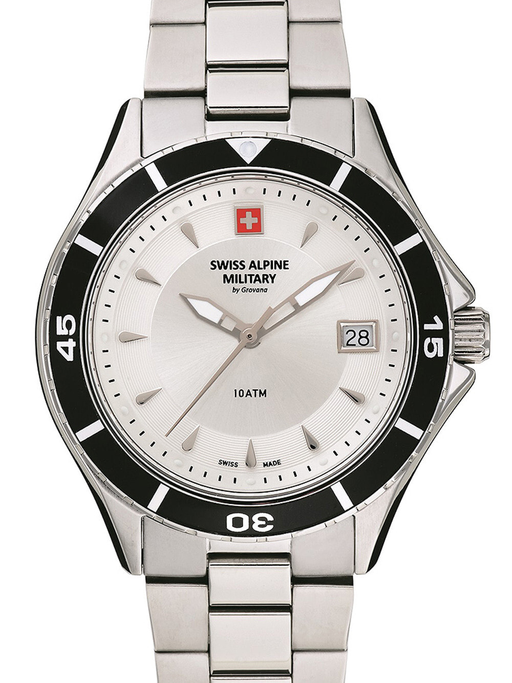 Женские наручные кварцевые часы Swiss Alpine Military ремешок из нержавеющей стали. Водонепроницаемость-10 АТМ. Защищенное от царапин минеральное стекло. Окошко с датой.
