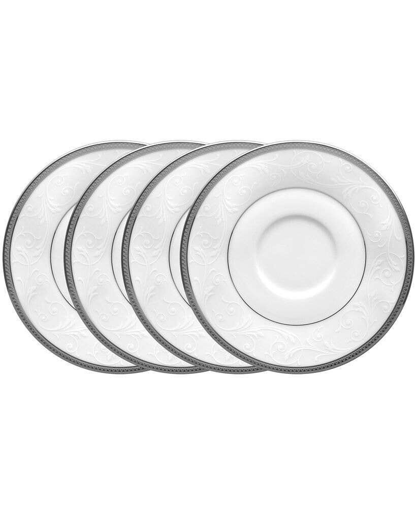 Noritake regina Platinum Set of 4 Saucers, Service For 4
