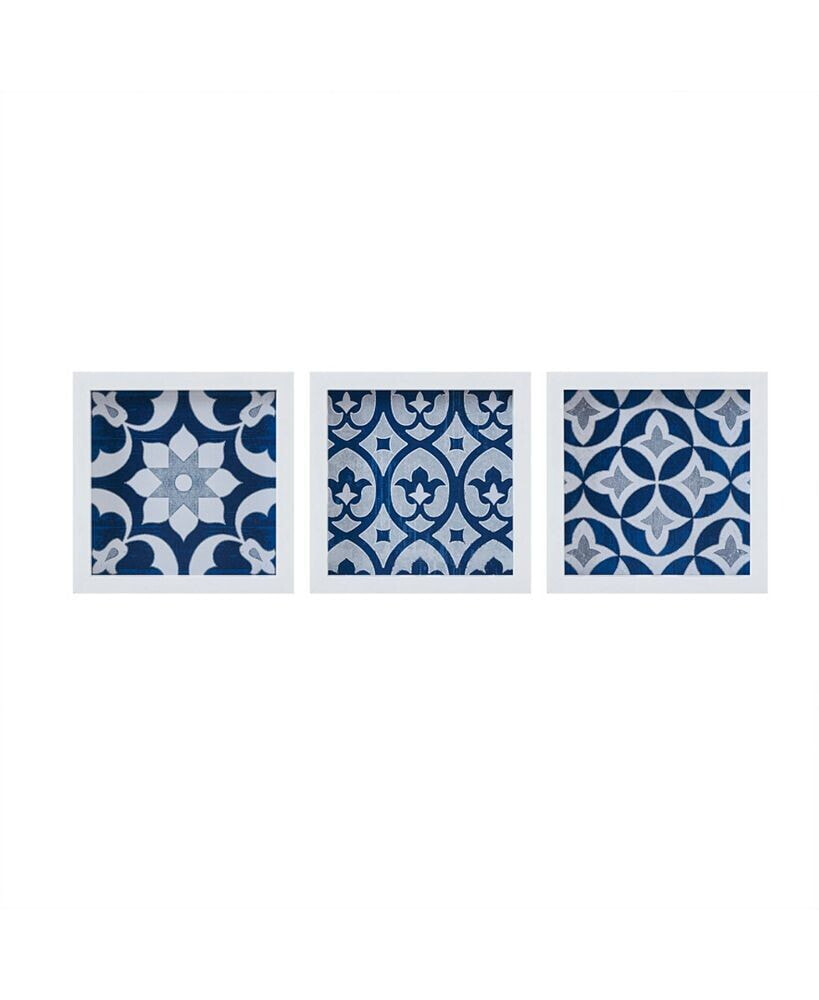 Madison Park ornos Tiles Framed Gel Coated Paper, Set of 3 Piece