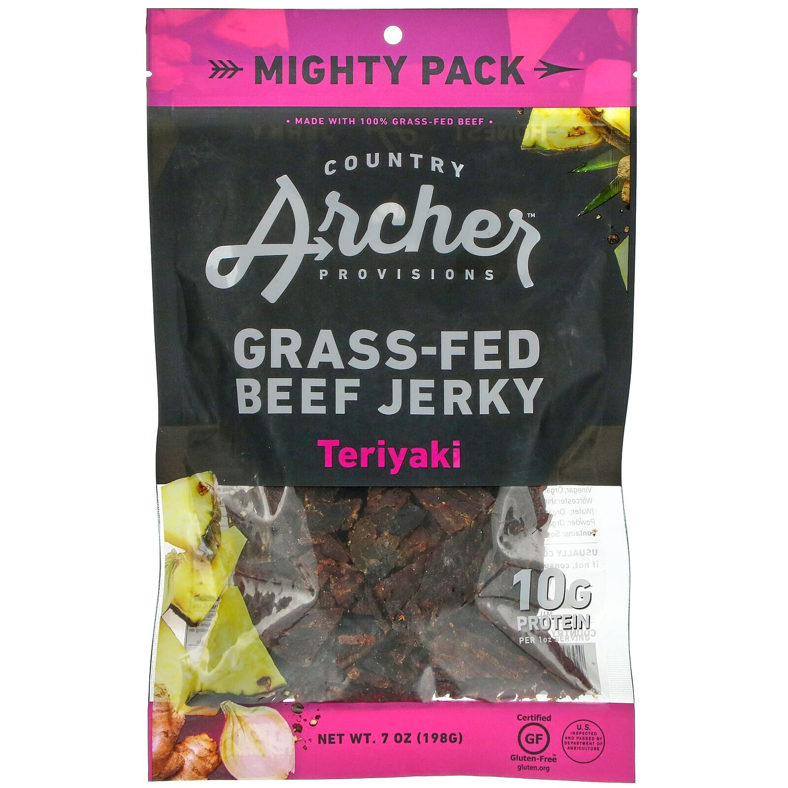 Country Archer Jerky, Вяленое мясо травяного откорма, оригинальное, 71 г (2,5 унции)