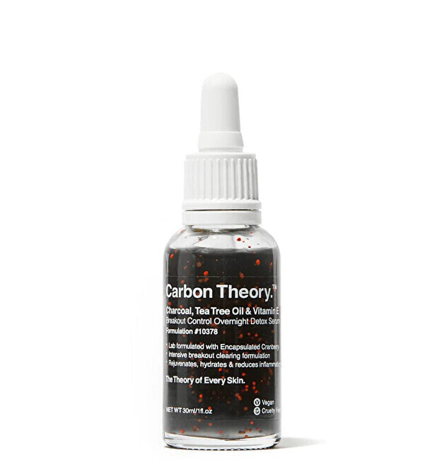 Carbon Theory Charcoal, Tea Tree Oil & Vitamin E Overnight Detox Serum 30 ml