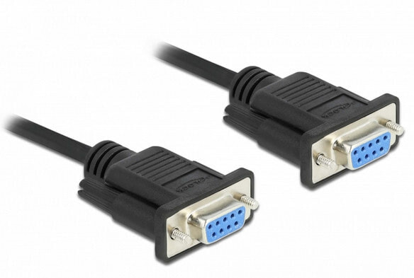 Delock Serial Cable RS-232 D-Sub 9 female to female null modem with narrow plug housing - Full Handshaking - 2 m - Black - 2 m - DB-9 - DB-9 - Female - Female