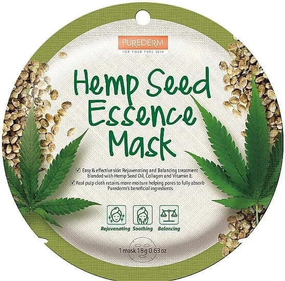 Anti-Falten-Gesichtsmaske mit Hanfsamenextrakt - Purederm Hemp Seed Essence Mask