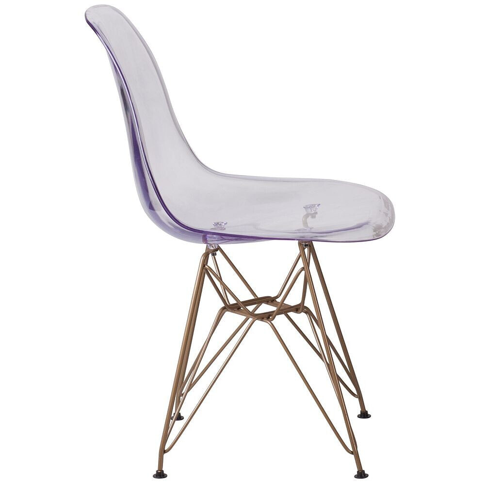 Flash Furniture elon Series Ghost Chair With Gold Metal Base