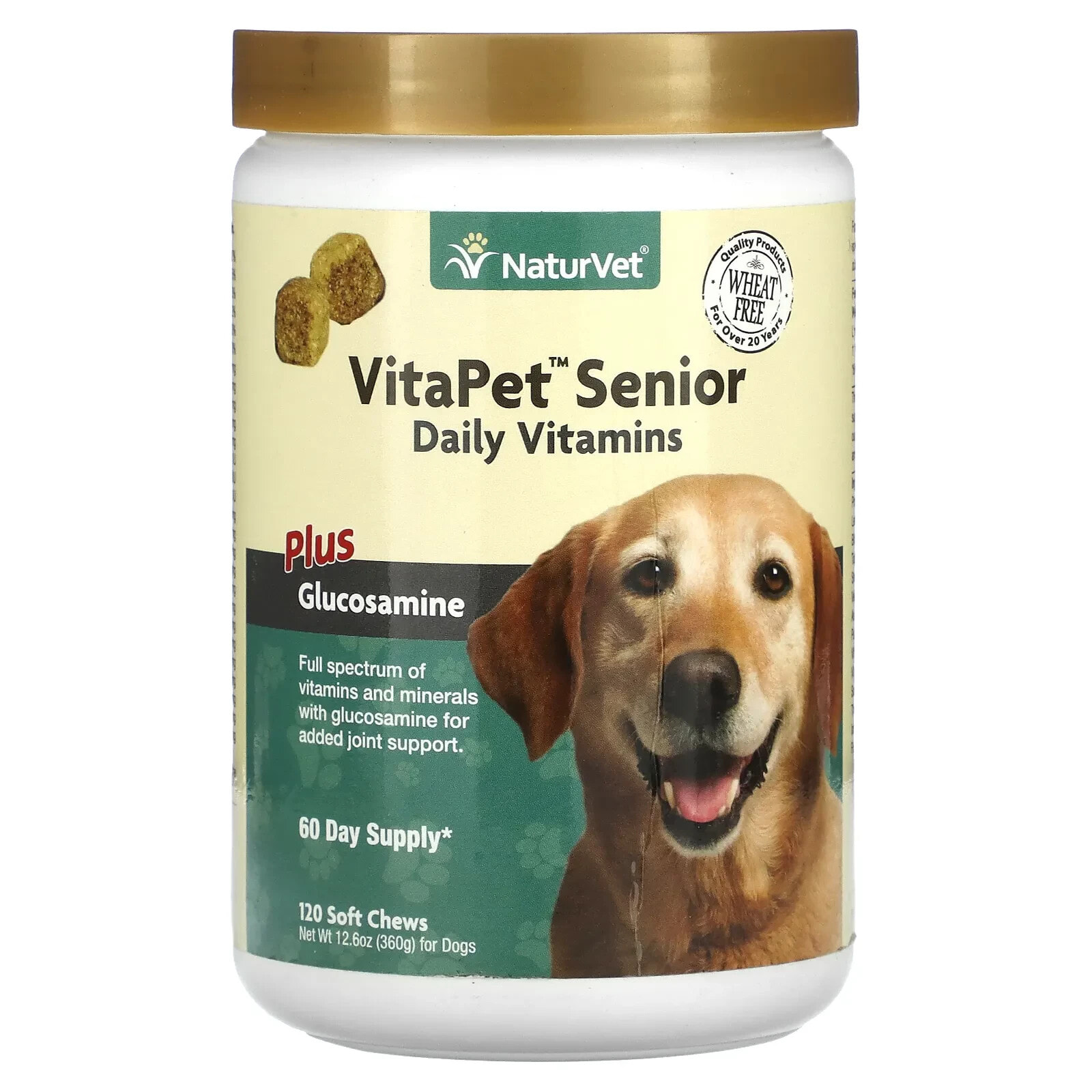 НатурВет, VitaPet Senior, ежедневные витамины и глюкозамин для собак, 120 жевательных таблеток, 360 г (12,6 унции)