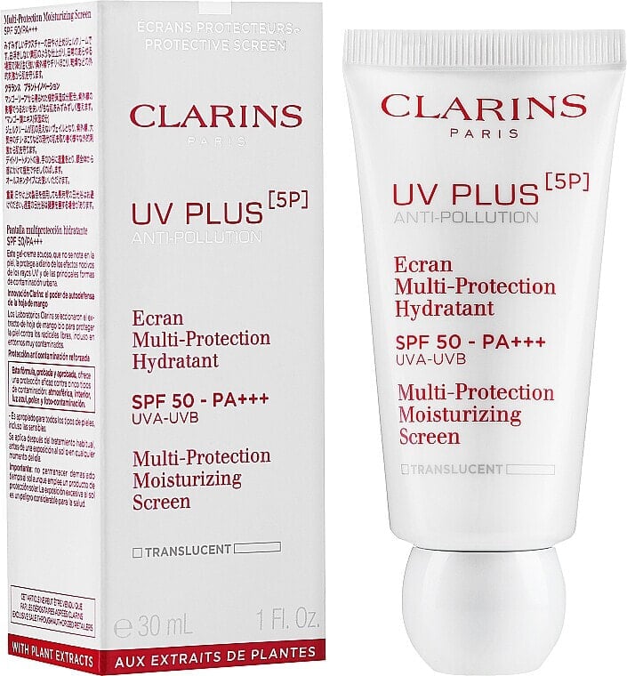 Feuchtigkeitsspendendes Gesichtsfluid mit Sonnenschutz SPF 50 - Clarins Uv Plus [5p] Multi-protection Moisturizing Screen SPF 50-PA + + +