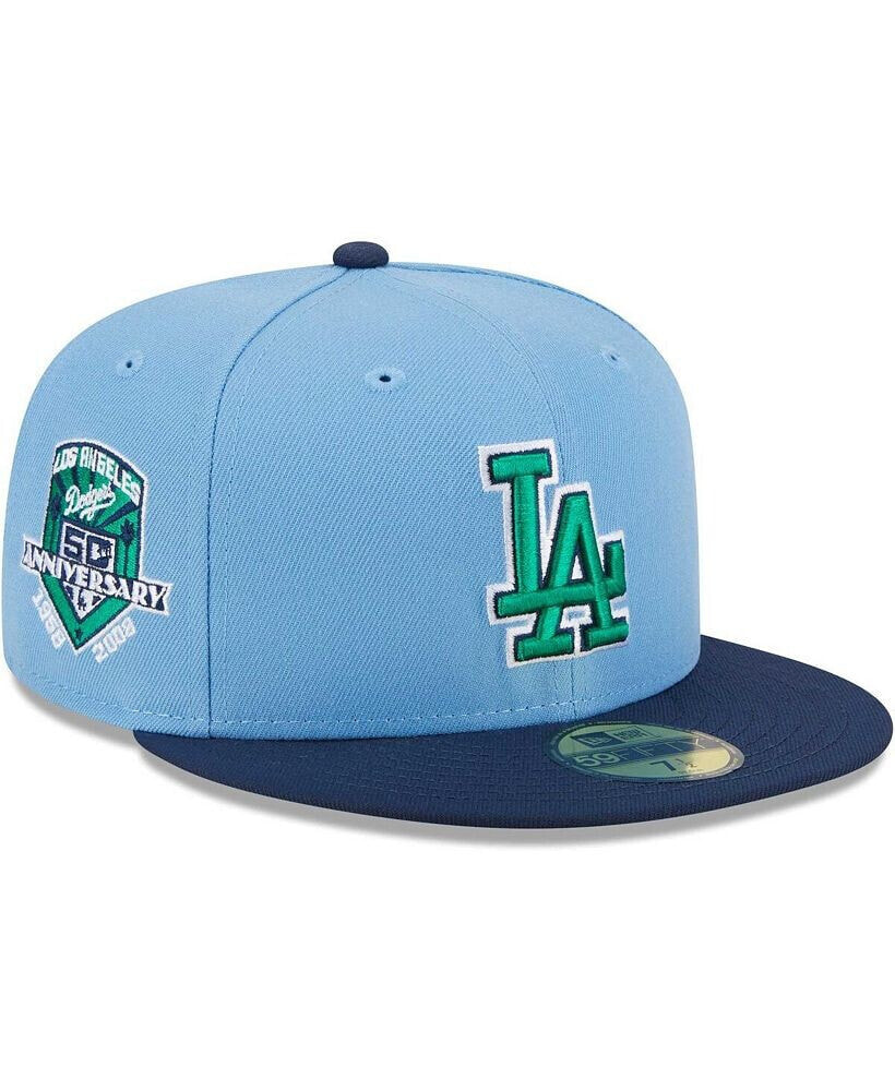 New Era men's Light Blue, Navy Los Angeles Dodgers Green Undervisor 59FIFTY Fitted Hat