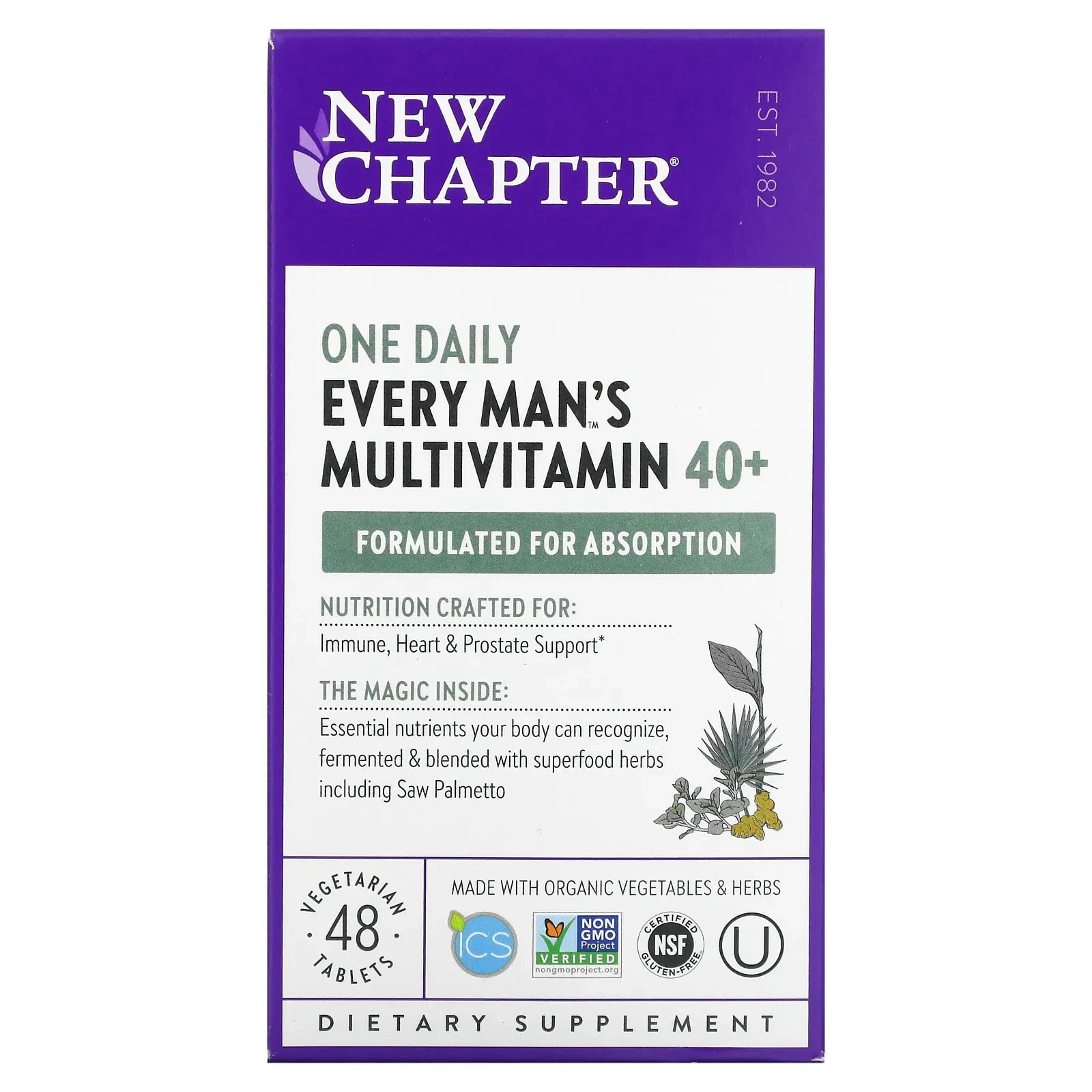 New Chapter, Every Man, ежедневная мультивитаминная добавка для мужчин старше 40 лет, 96 вегетарианских таблеток