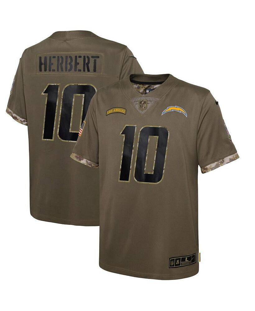 Youth Boys Justin Herbert Olive Los Angeles Chargers 2022 Salute To Service Player Limited Jersey
