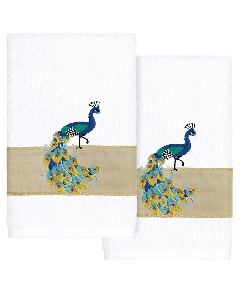 Linum Home textiles Turkish Cotton Penelope Embellished Hand Towel Set, 2 Piece