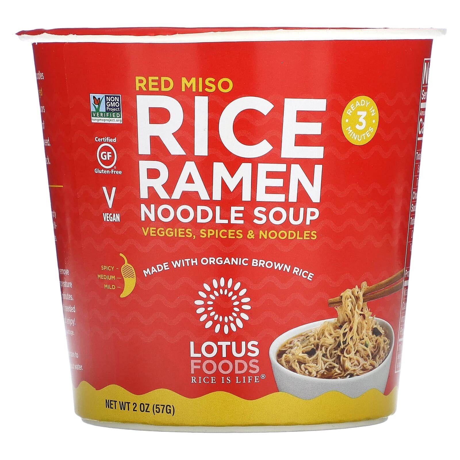 Lotus Foods, Рисовый суп с лапшой рамен, том ям, 57 г (2 унции)