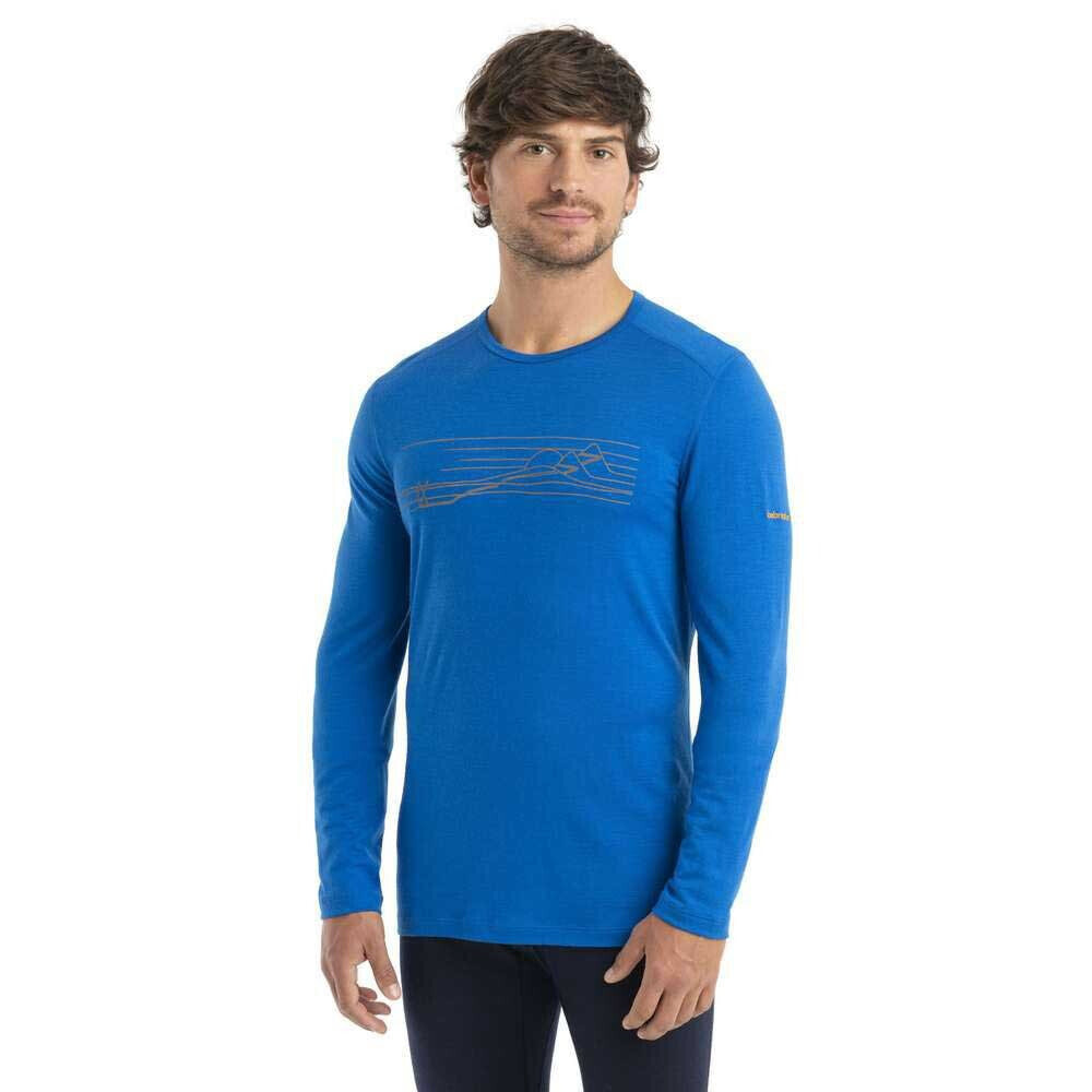 ICEBREAKER 200 Oasis Crewe Ski Stripes Merino Long Sleeve Base Layer