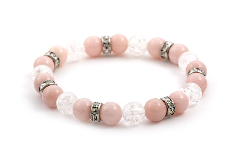 Jadeite and crystal bead bracelet MINK67 / 18