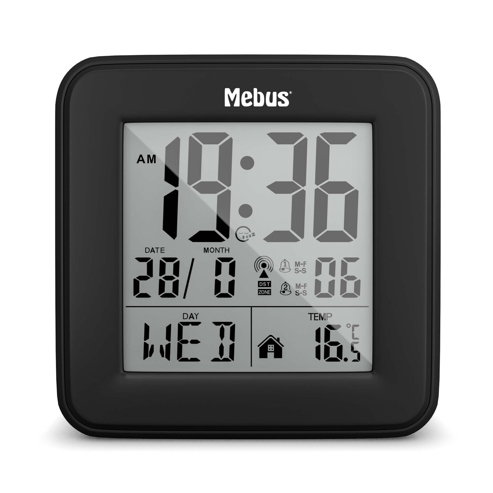 Mebus 25595 - Digital alarm clock - Square - Black - 12/24h - F - °C - Any gender