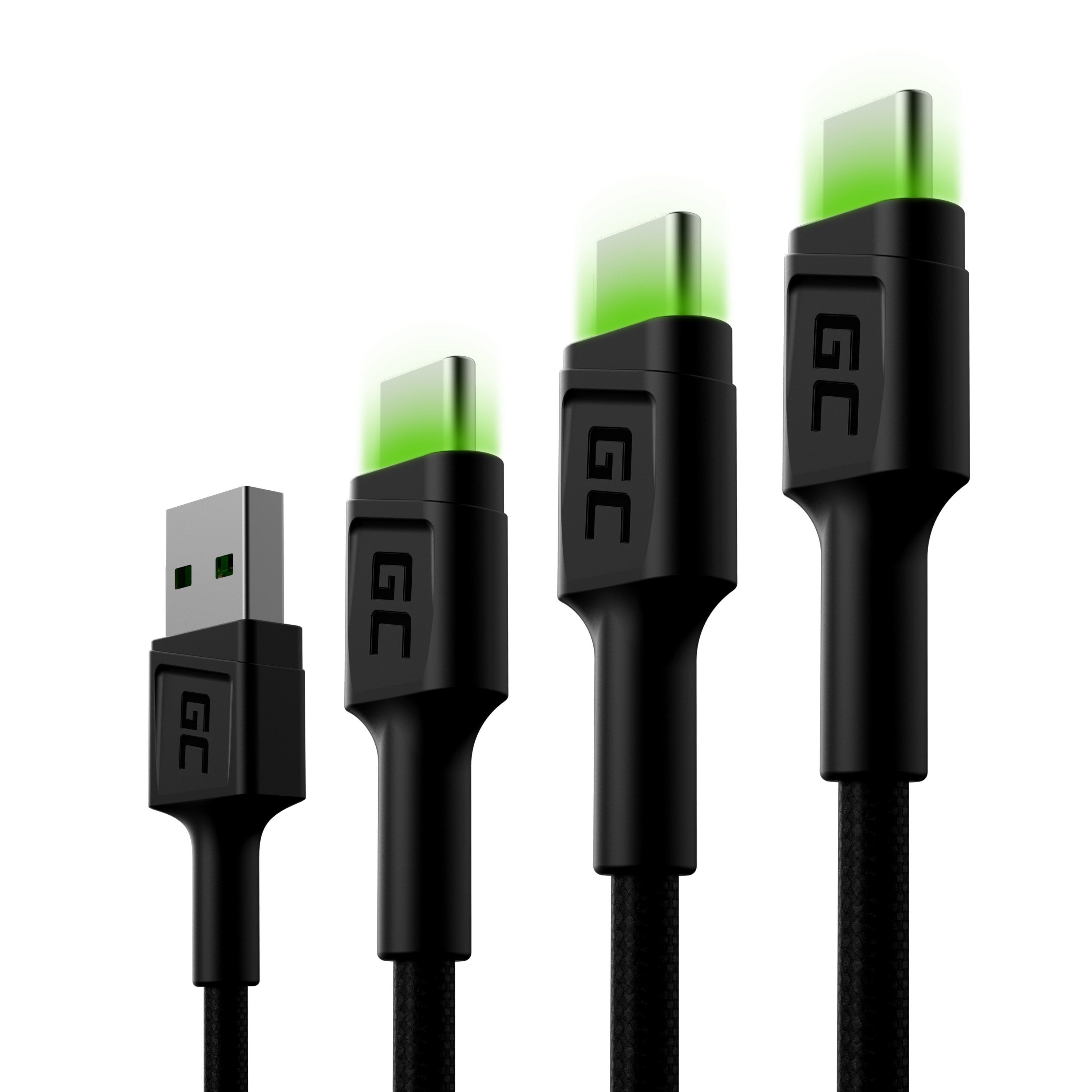 Green Cell KABGCSET01 USB кабель 2 m USB A USB C Черный