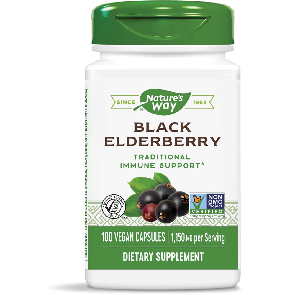 Nature's Way Black Elderberry Экстракт черной бузины для укрепления иммунитета 575 мг 100 растительных капсул