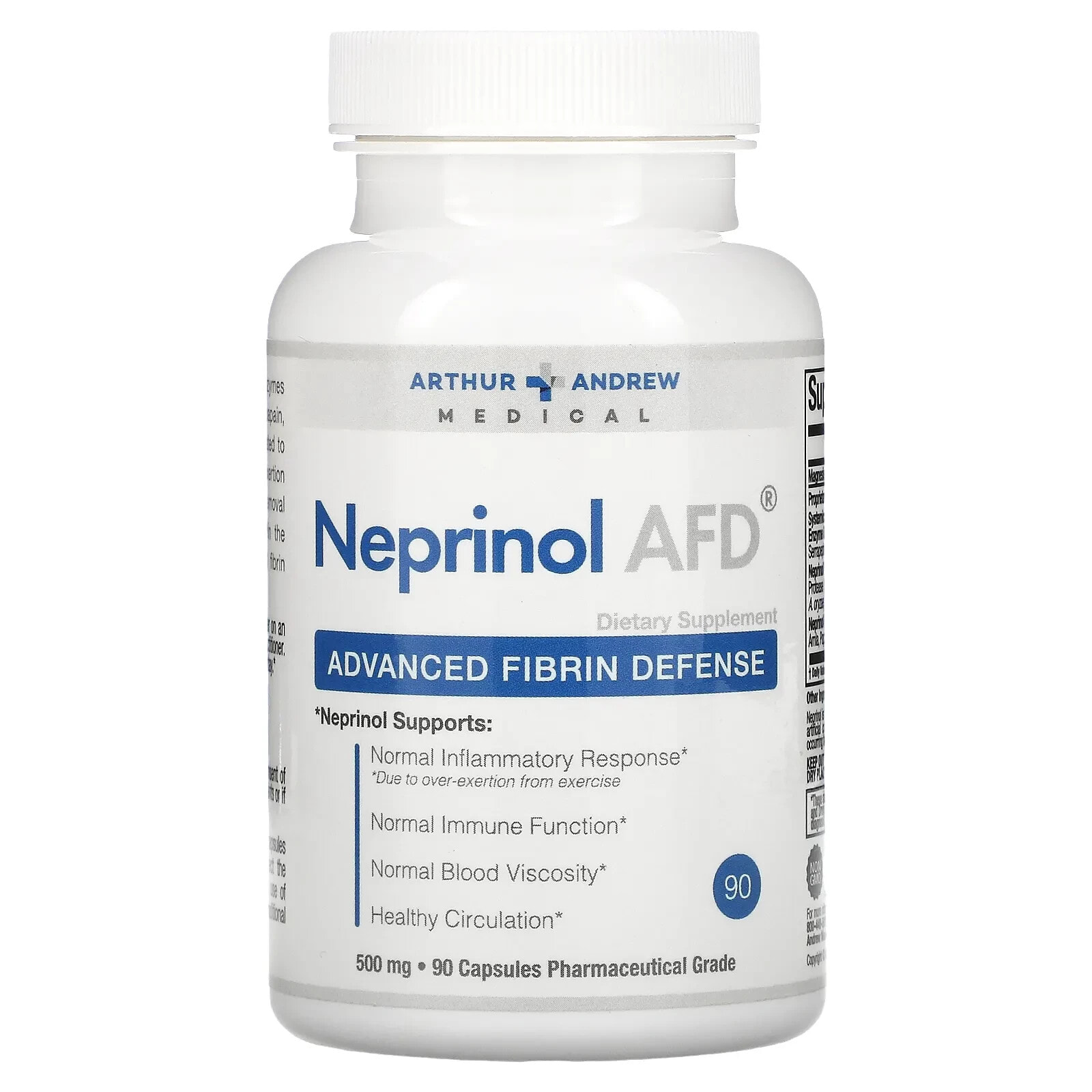 Arthur Andrew Medical, Neprinol AFD, усовершенствованное средство для защиты организма от вредного воздействия фибрина, 500 мг, 300 капсул