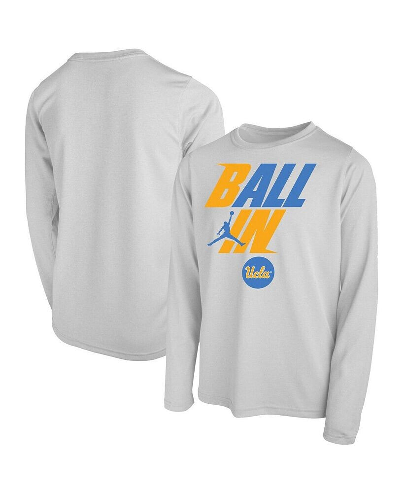 Jordan youth Boys Brand White UCLA Bruins Ball In Bench Long Sleeve T-shirt