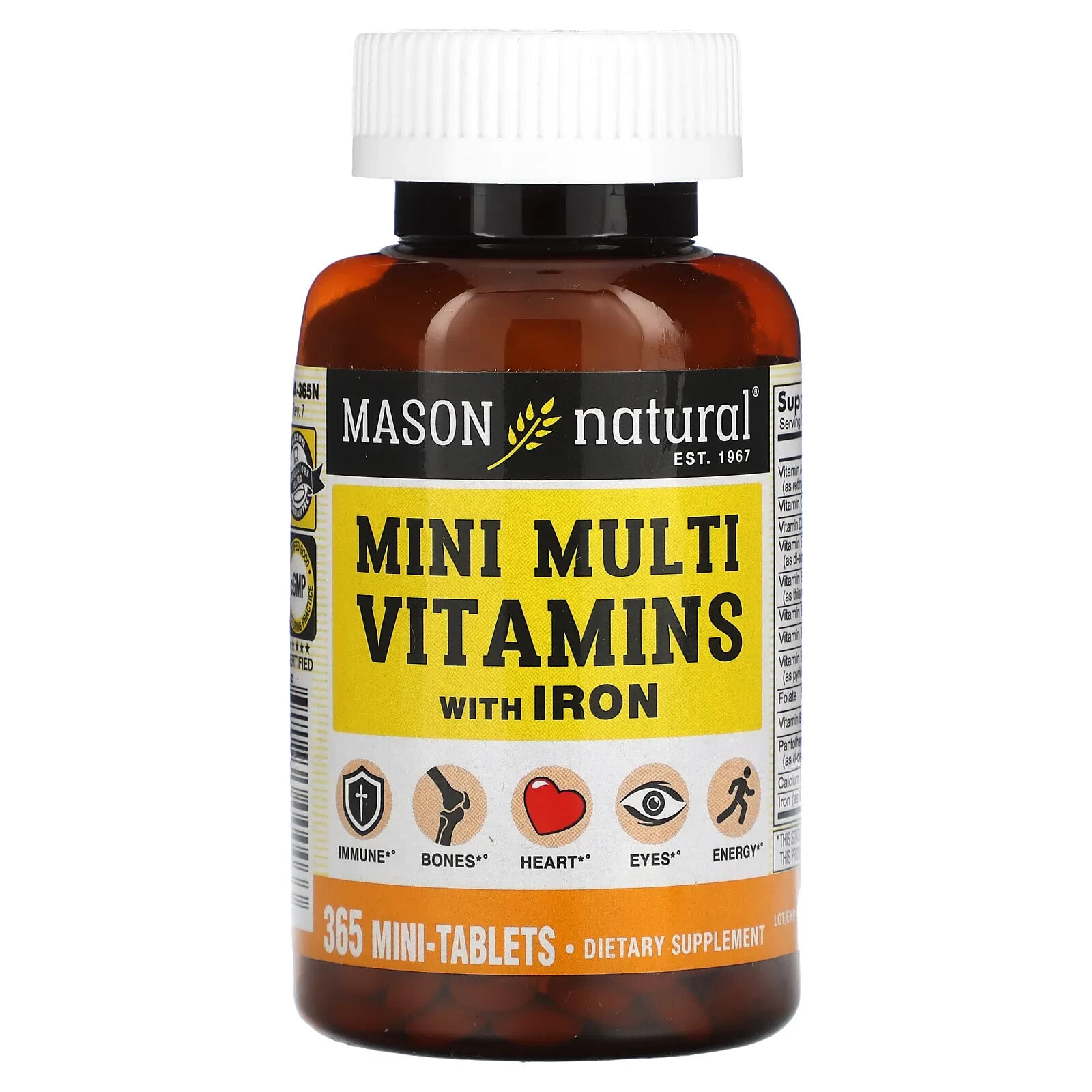 Mason Natural, Мультивитамины с железом, 365 мини-таблеток