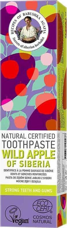 Babuszka Agafia Wild Apple Off Siberica Natural Certified Toothpastes Натуральная зубная паста с экстрактом дикого яблока для здоровья десен 85 г