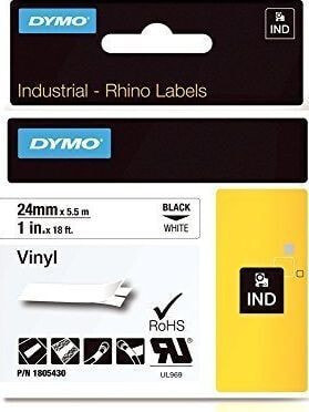 Dymo Dymo Rhino Band Vinyl black/white 24mmx5,5m