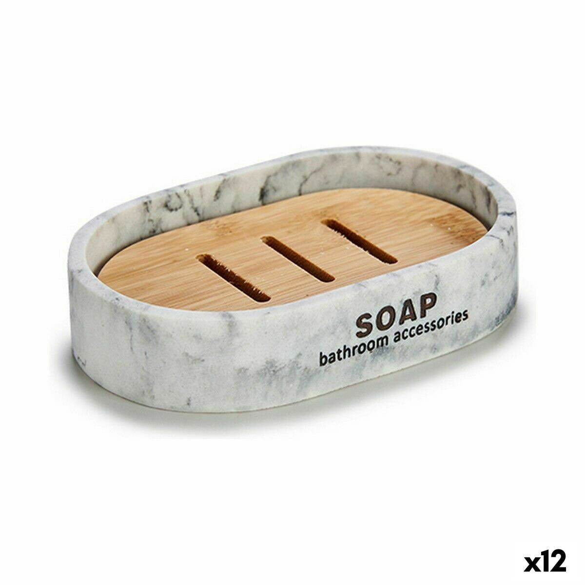 Soap dish Brown Resin Marble 8 x 2,5 x 12,5 cm (12 Units)