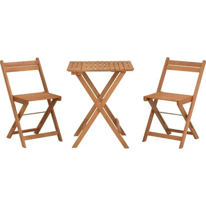 FSC Acacia Wood Set - besteht aus einem quadratischen Tisch und 2 faltbaren Sthlen