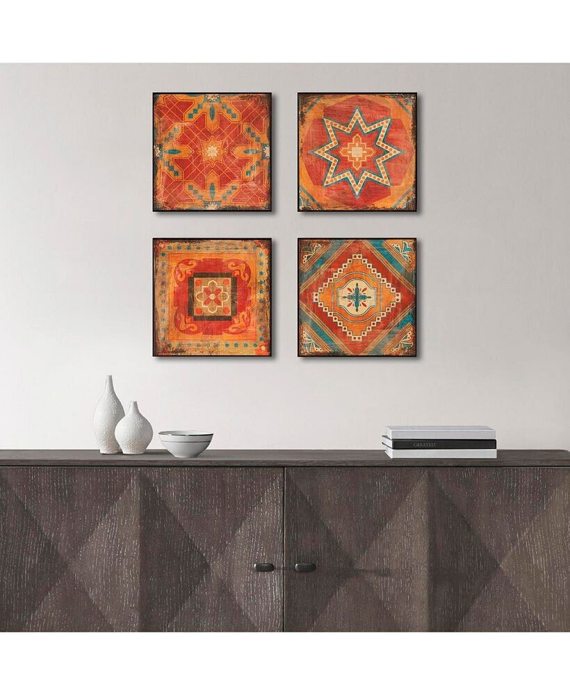 Simplie Fun moroccan Tile 4-piece Framed Art Set