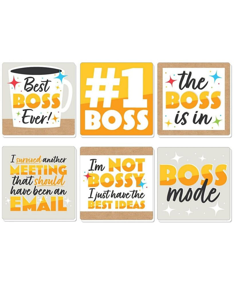 Big Dot of Happiness happy Boss's Day - Funny Best Boss Ever Decorations - Drink Coasters - Set of 6