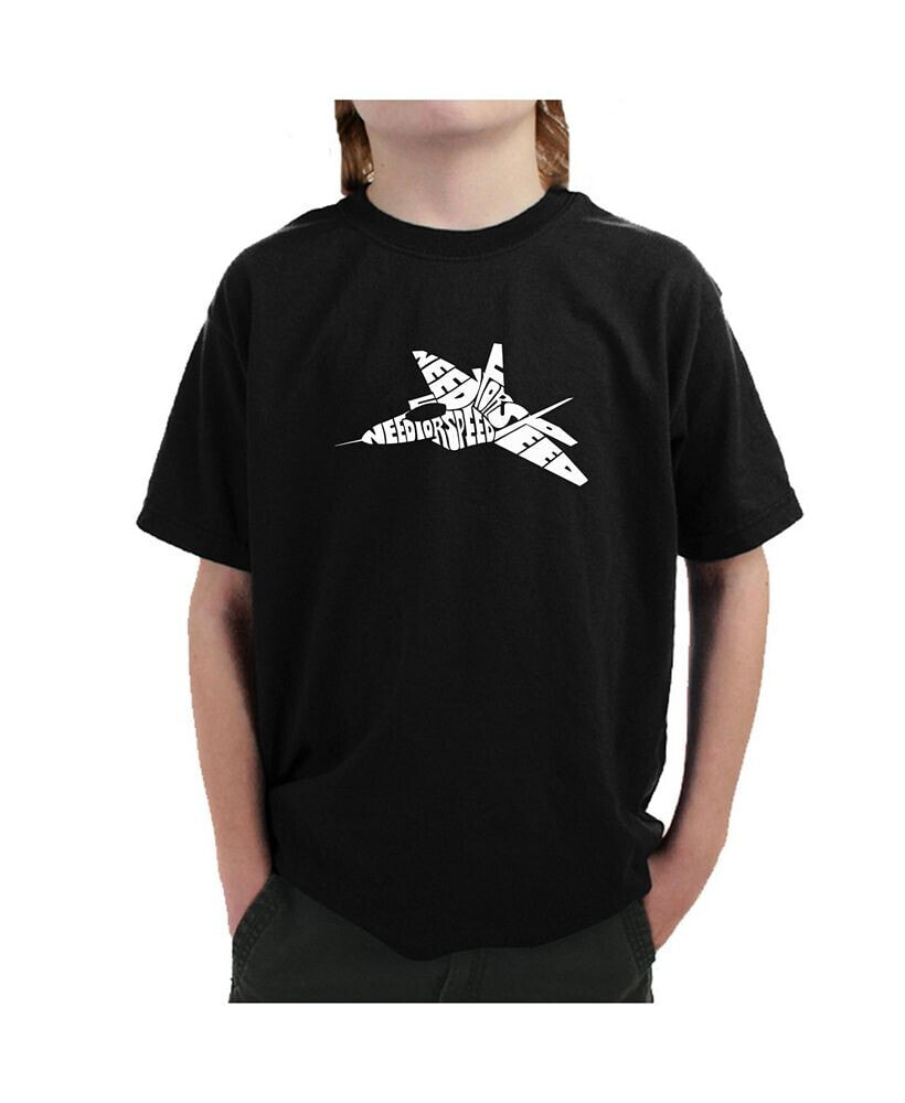 LA Pop Art boys Word Art T-shirt - FIGHTER JET - NEED FOR SPEED
