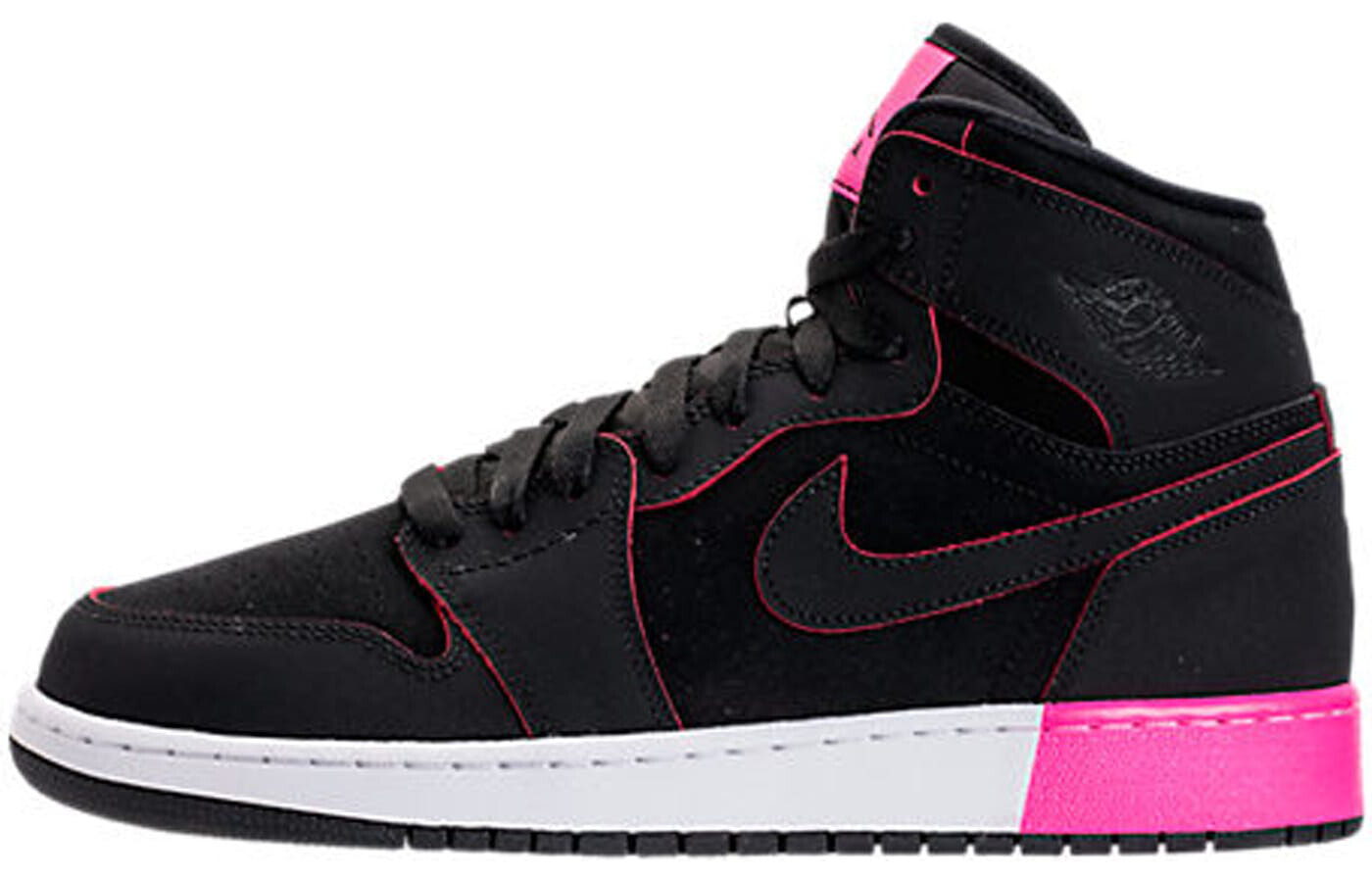 Jordan Air Jordan 1 Retro High Black Hyper Pink White 高帮 复古篮球鞋 GS 黑粉 2017年版 / Кроссовки Jordan Air Jordan 1 Retro High Black Hyper Pink White GS 2017 332148-024