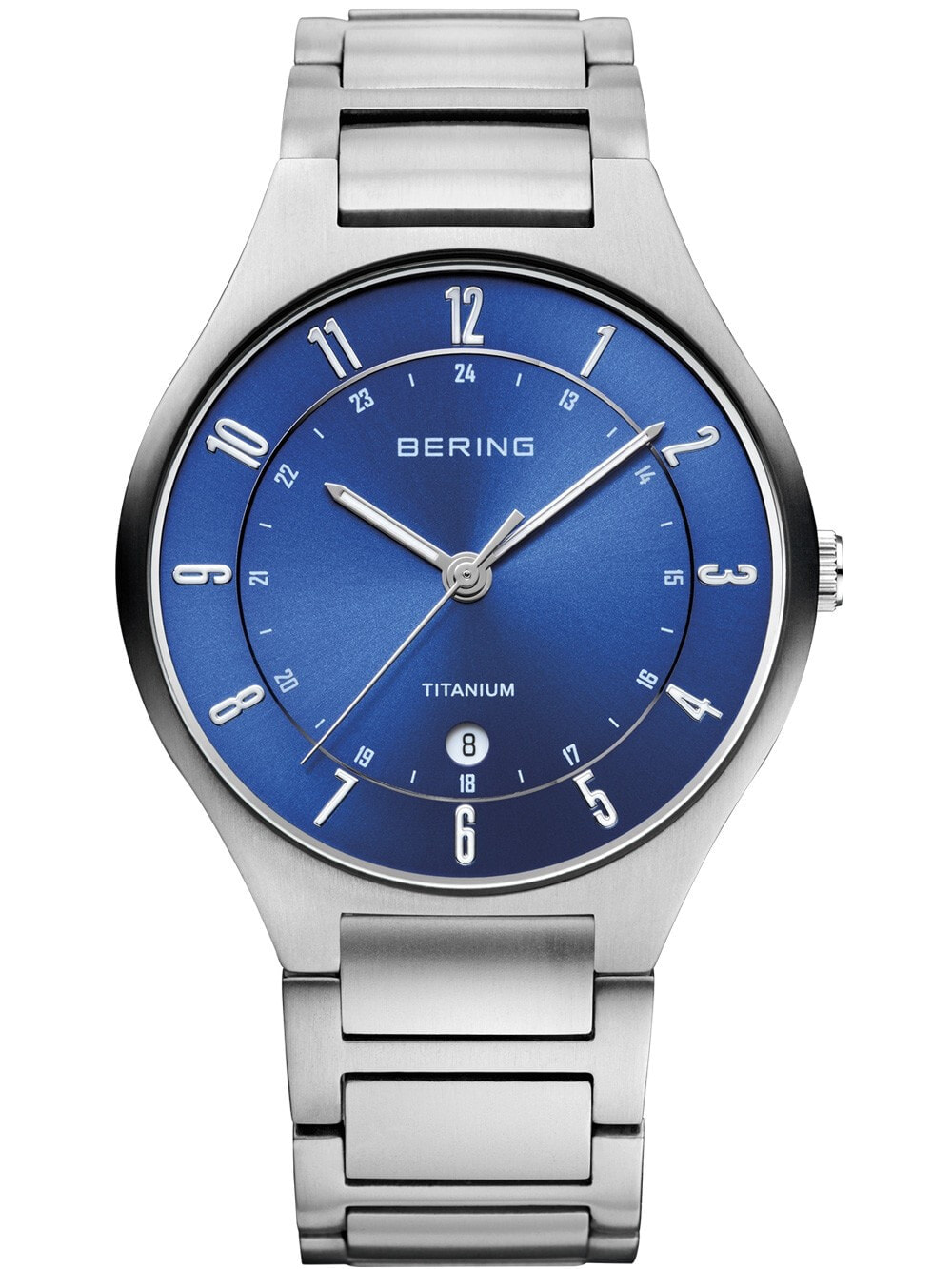 Мужские наручные часы с серебряным браслетом Bering 11739-707 Titanium Mens 39mm 5 ATM