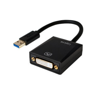 LogiLink UA0232 кабельный разъем/переходник USB 3.0 DVI Черный