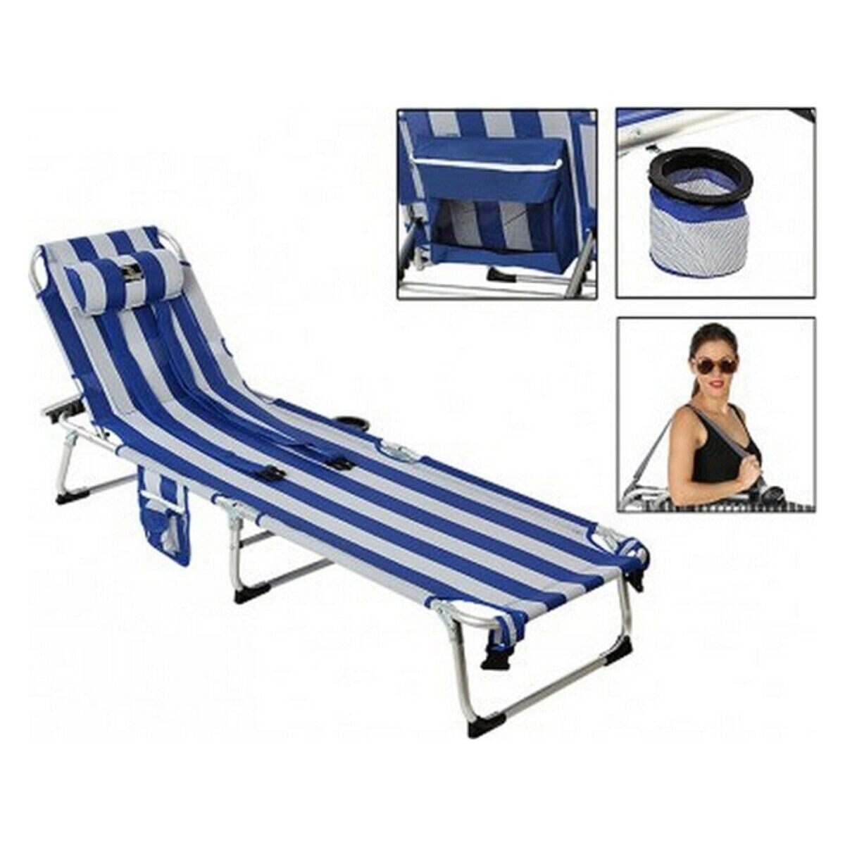 Sun-lounger Blue White 185 x 57 x 26 cm