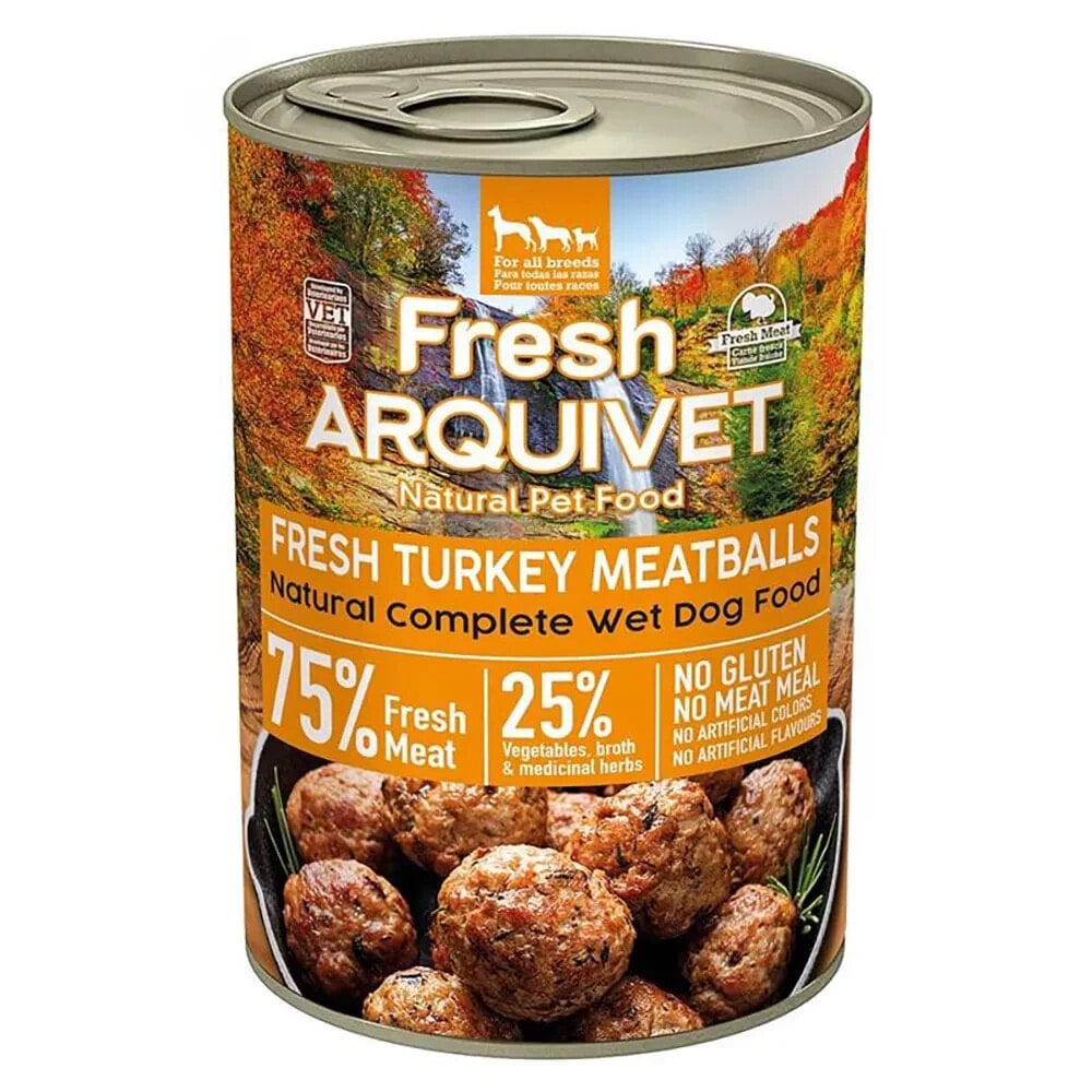 ARQUIVET Fresh turkey meatballs wet dog food 400g