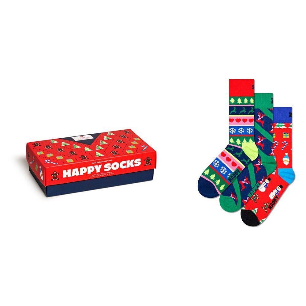 HAPPY SOCKS X-Mas Sweaters Gift Set Half long socks 3 pairs