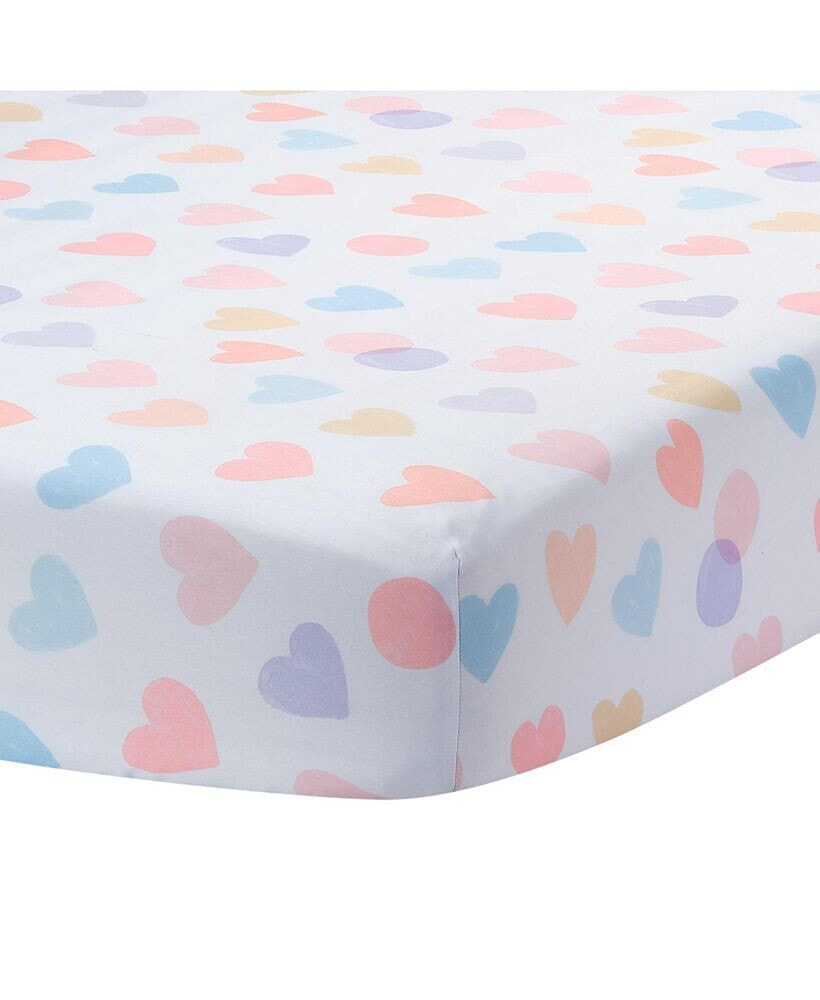 Bedtime Originals rainbow Hearts White/Peach/Purple Baby Fitted Crib Sheet